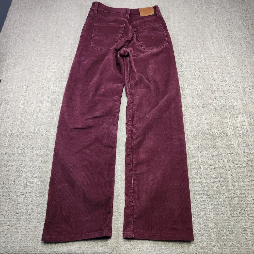 Levis Premium Corduroy Pants Women 25 Ribcage Straight Ankle Wide Leg Cotton - Picture 9 of 12